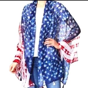 Steve Madden NWT Red White  & Blue Stars & Stripes Batik Wrap